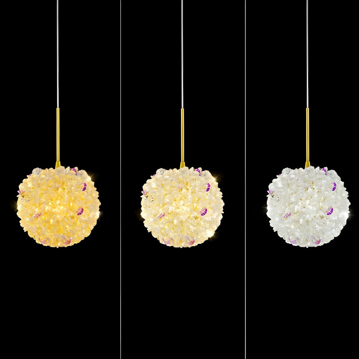 Luxury Crystal Gold Globe Adjustable Pendant Light Image - 8