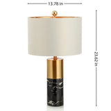 Luxury Cylindrical Marble Bedroom Dimmable Table Lamp Image - 8