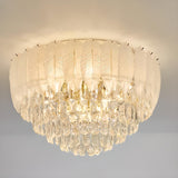 Luxury Feather Crystal Flush Mount Light Living Room Image - 2