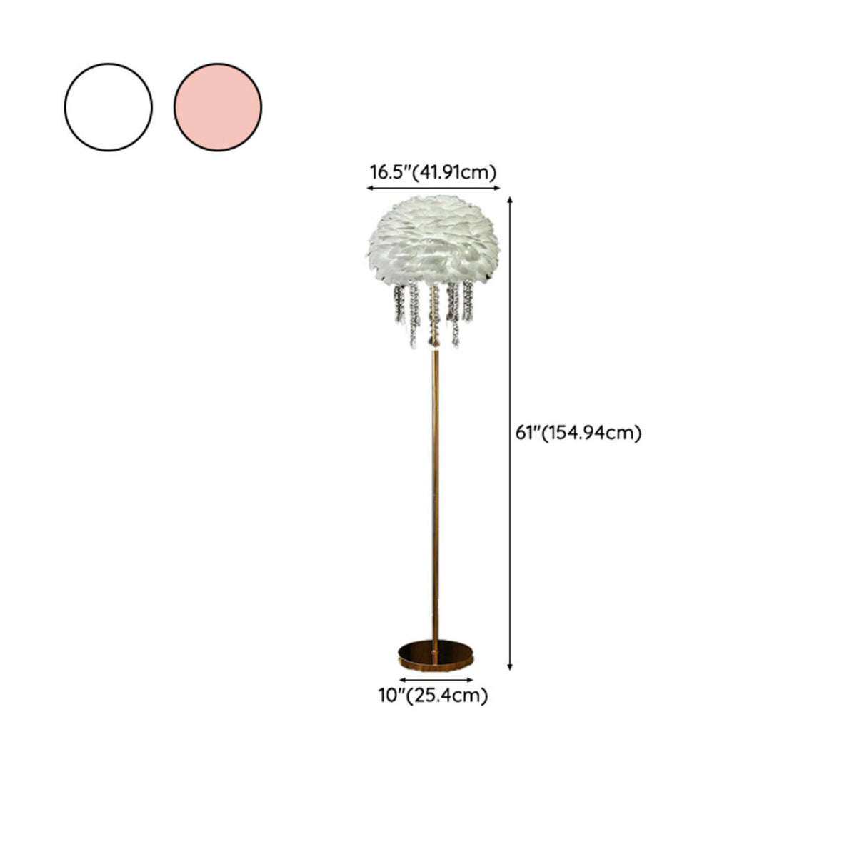 Luxury Feather Crystal Pendant Accents Floor Lamp 