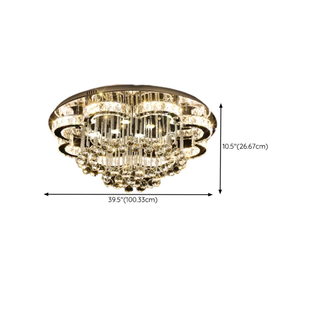 Luxury Flower Crystal Flush Mount Light Living Room Image - 16