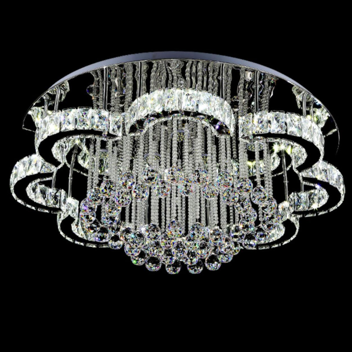 Luxury Flower Crystal Flush Mount Light Living Room Image - 8