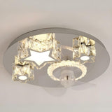 Luxury Flush Gold Crystal Ceiling Fan with LED Light Image - 12