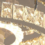 Luxury Flush Gold Crystal Ceiling Fan with LED Light Image - 15