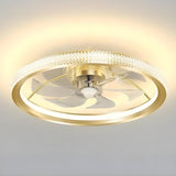 Luxury Flush Gold Crystal Ceiling Fan with LED Light Image - 17