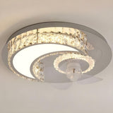 Luxury Flush Gold Crystal Ceiling Fan with LED Light Image - 19