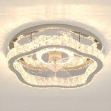 Luxury Flush Gold Crystal Ceiling Fan with LED Light Image - 22