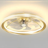Luxury Flush Gold Crystal Ceiling Fan with LED Light Image - 26