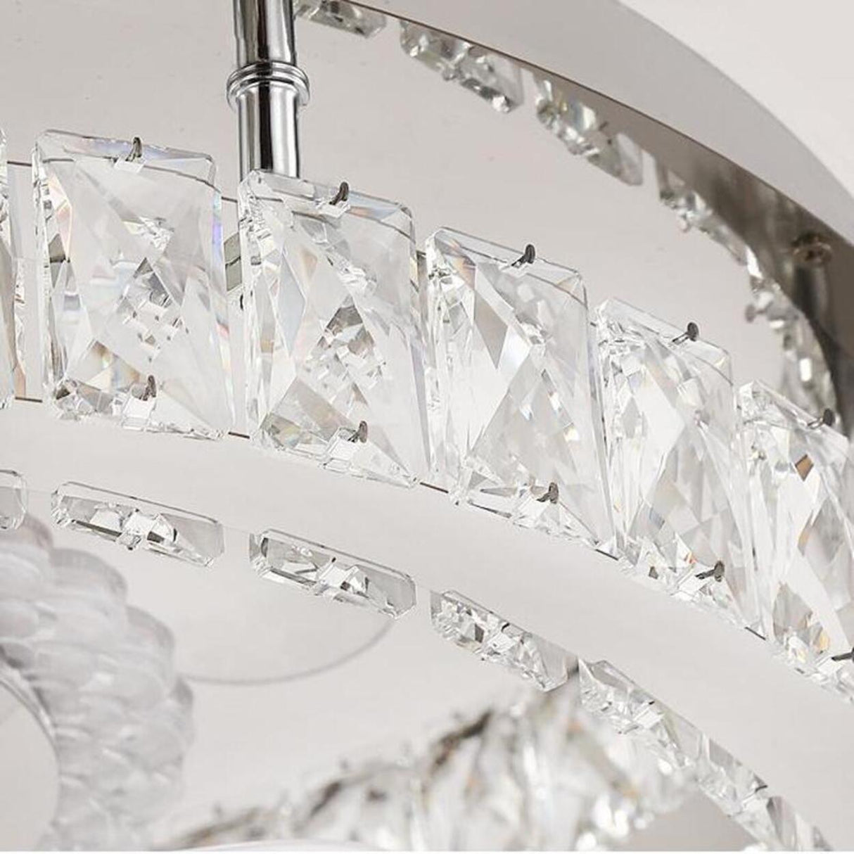 Luxury Flush Gold Crystal Ceiling Fan with LED Light Image - 29