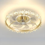 Luxury Flush Gold Crystal Ceiling Fan with LED Light Image - 3