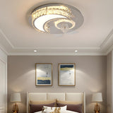 Luxury Flush Gold Crystal Ceiling Fan with LED Light Image - 34