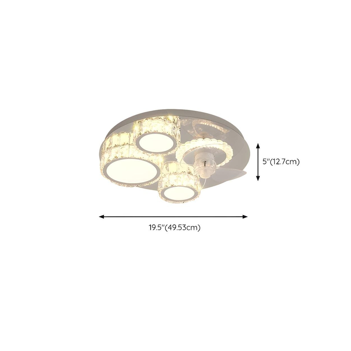 Luxury Flush Gold Crystal Ceiling Fan with LED Light Image - 38