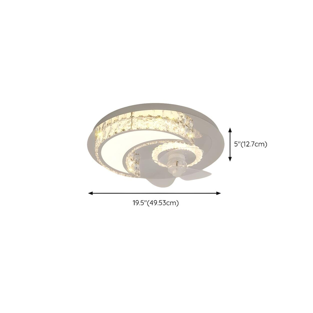 Luxury Flush Gold Crystal Ceiling Fan with LED Light Image - 40