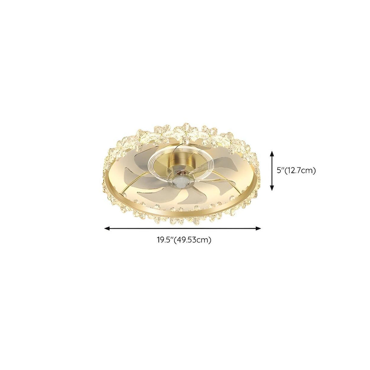 Luxury Flush Gold Crystal Ceiling Fan with LED Light Image - 41