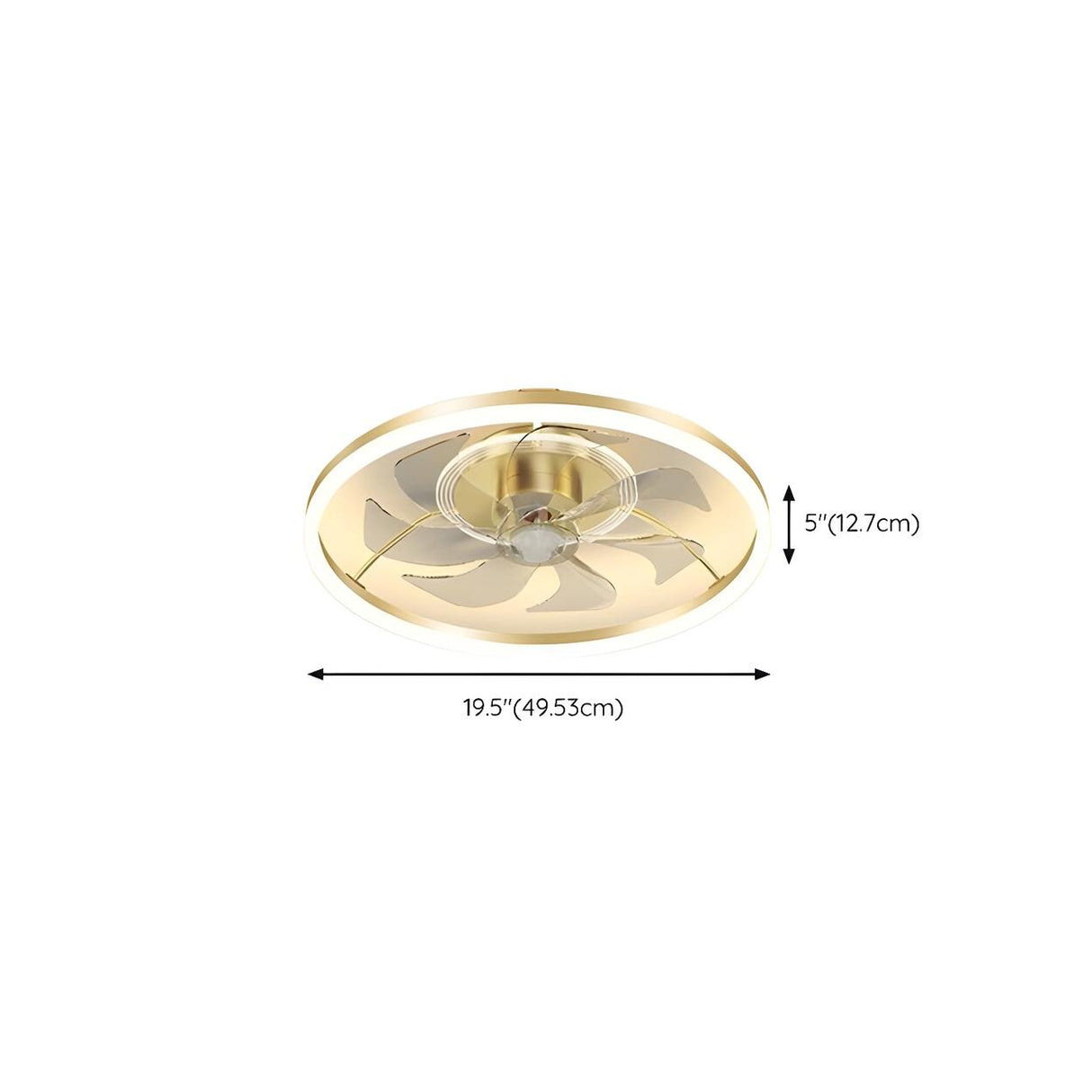 Luxury Flush Gold Crystal Ceiling Fan with LED Light Image - 43