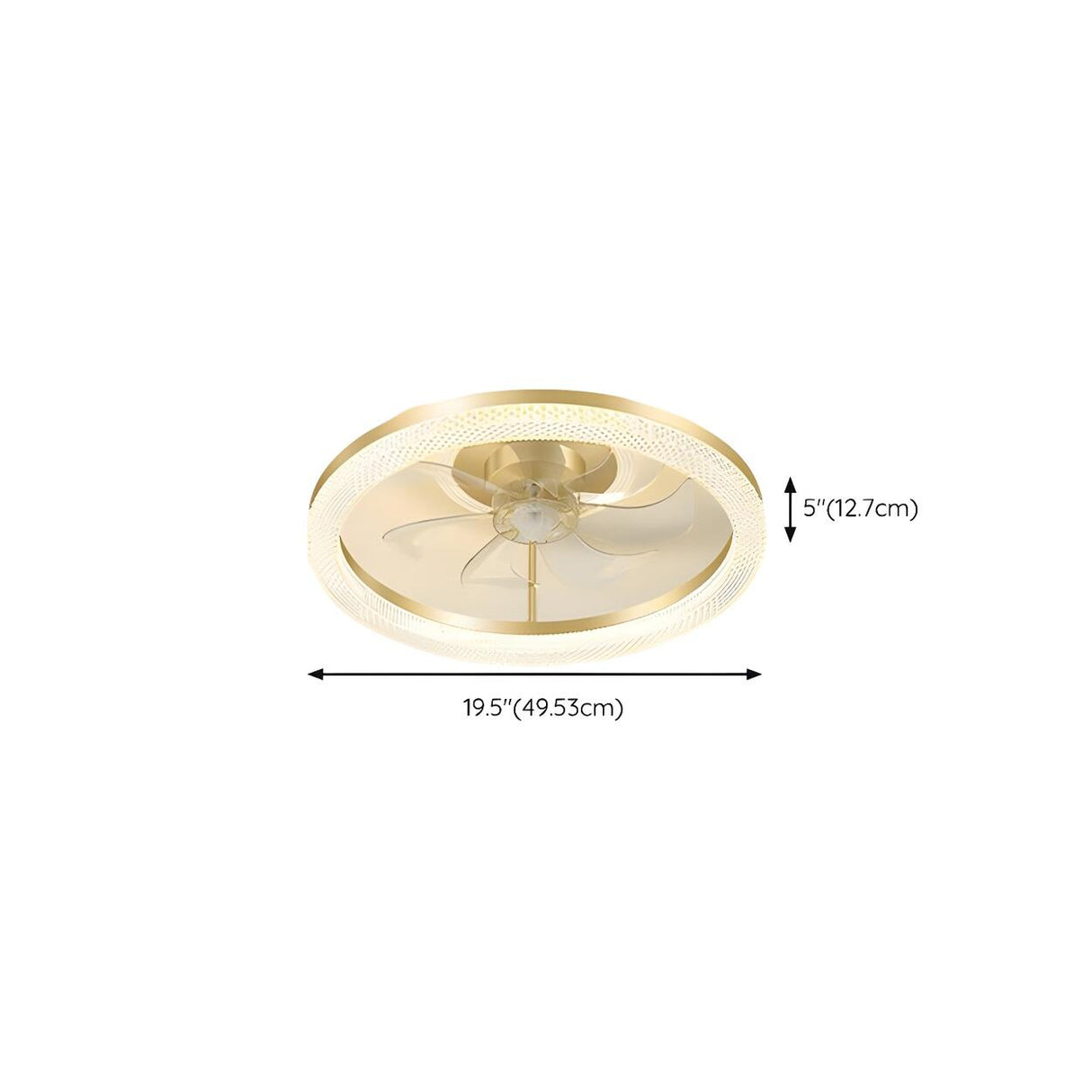 Luxury Flush Gold Crystal Ceiling Fan with LED Light Image - 45