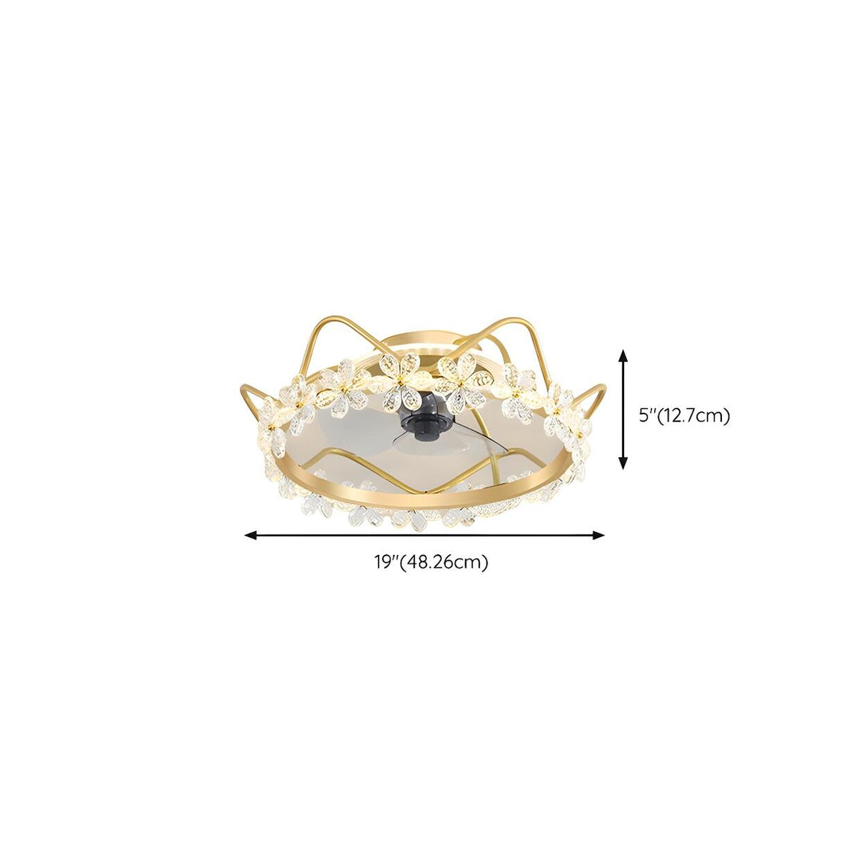 Luxury Flush Gold Crystal Ceiling Fan with LED Light Image - 46