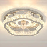 Luxury Flush Gold Crystal Ceiling Fan with LED Light Image - 7