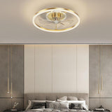 Luxury Flush Gold Crystal Ceiling Fan with LED Light Image - 8