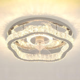 Luxury Flush Gold Crystal Ceiling Fan with LED Light Image - 9