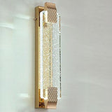 Luxury Geometric Crystal Panel Gold Wall Sconce Image - 13