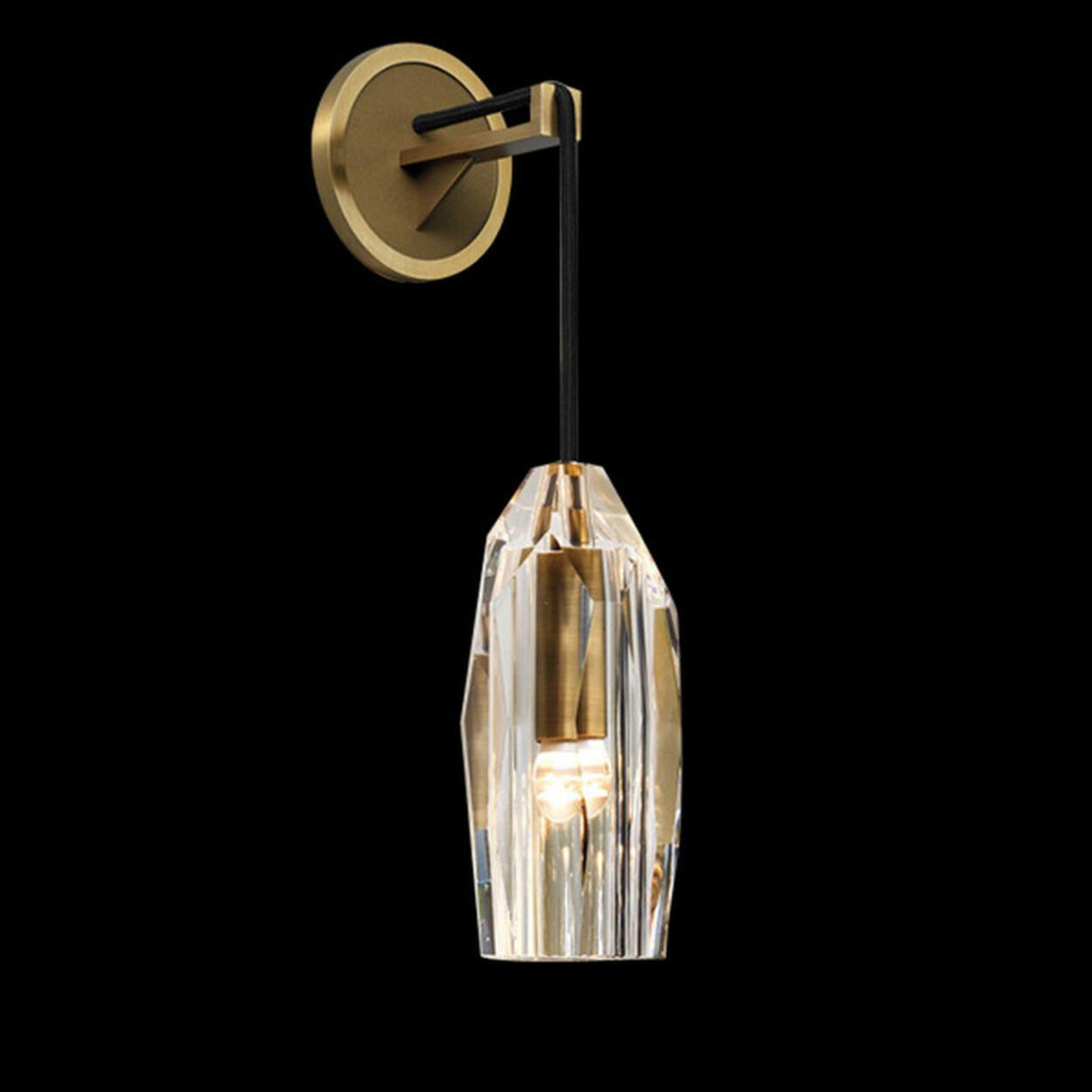 Luxury Geometric Gold Rock Crystal Wall Sconce Image - 11