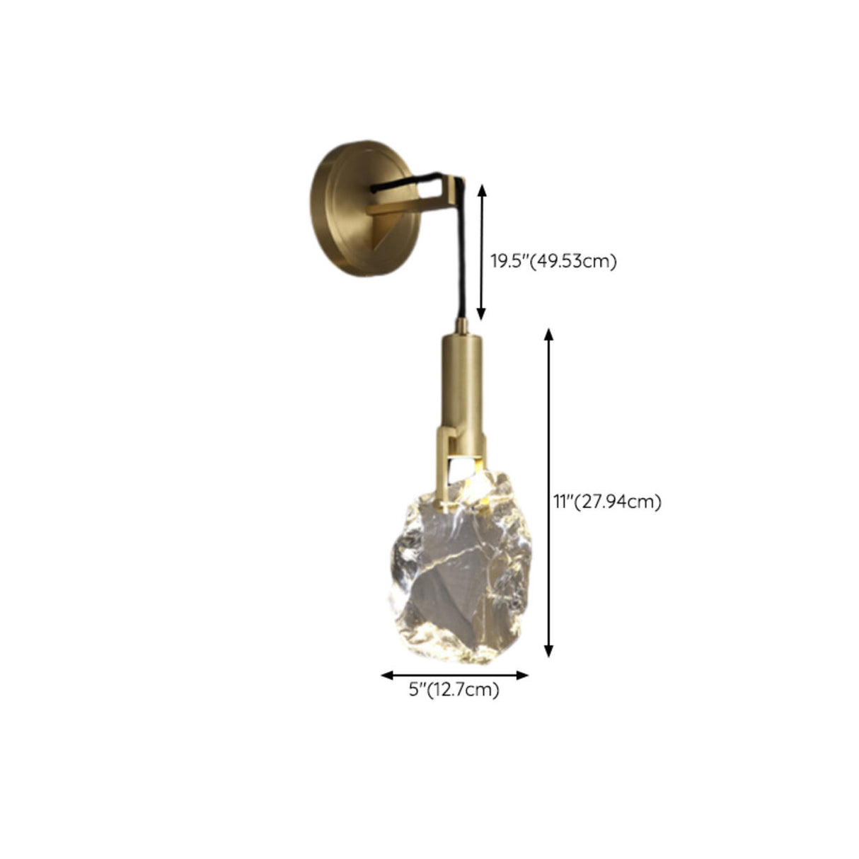 Luxury Geometric Gold Rock Crystal Wall Sconce 