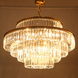 Luxury Gold Clear Crystal Tiered Chandelier Flexible Length Image - 10