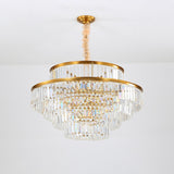 Luxury Gold Clear Crystal Tiered Chandelier Flexible Length Image - 11