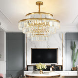 Luxury Gold Clear Crystal Tiered Chandelier Flexible Length Image - 4