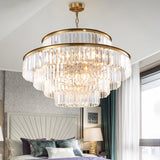 Luxury Gold Clear Crystal Tiered Chandelier Flexible Length Image - 5