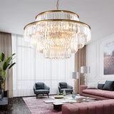 Luxury Gold Clear Crystal Tiered Chandelier Flexible Length Image - 6