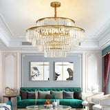 Luxury Gold Clear Crystal Tiered Chandelier Flexible Length Image - 7