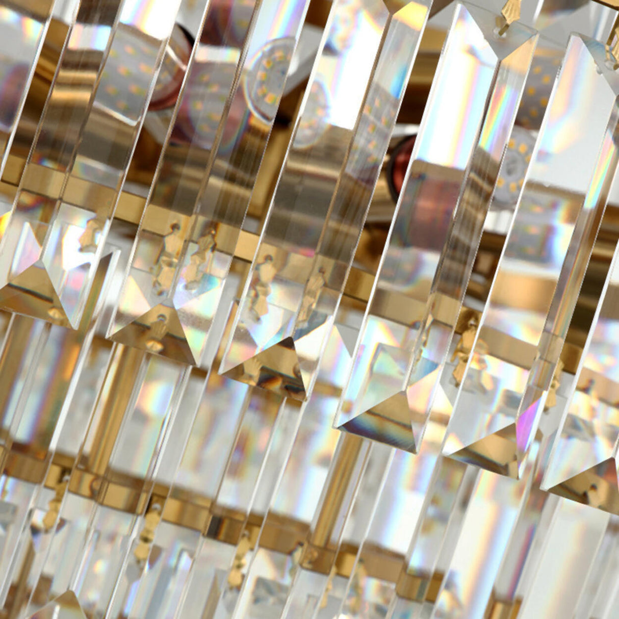 Luxury Gold Clear Crystal Tiered Chandelier Flexible Length Image - 8