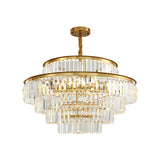 Luxury Gold Clear Crystal Tiered Chandelier Flexible Length Image - 9
