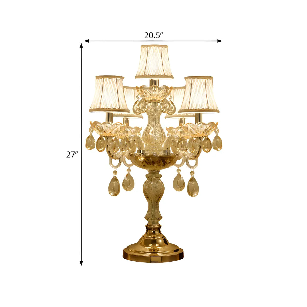 Luxury Gold Crystal Candelabra Multi-Light Table Lamp 