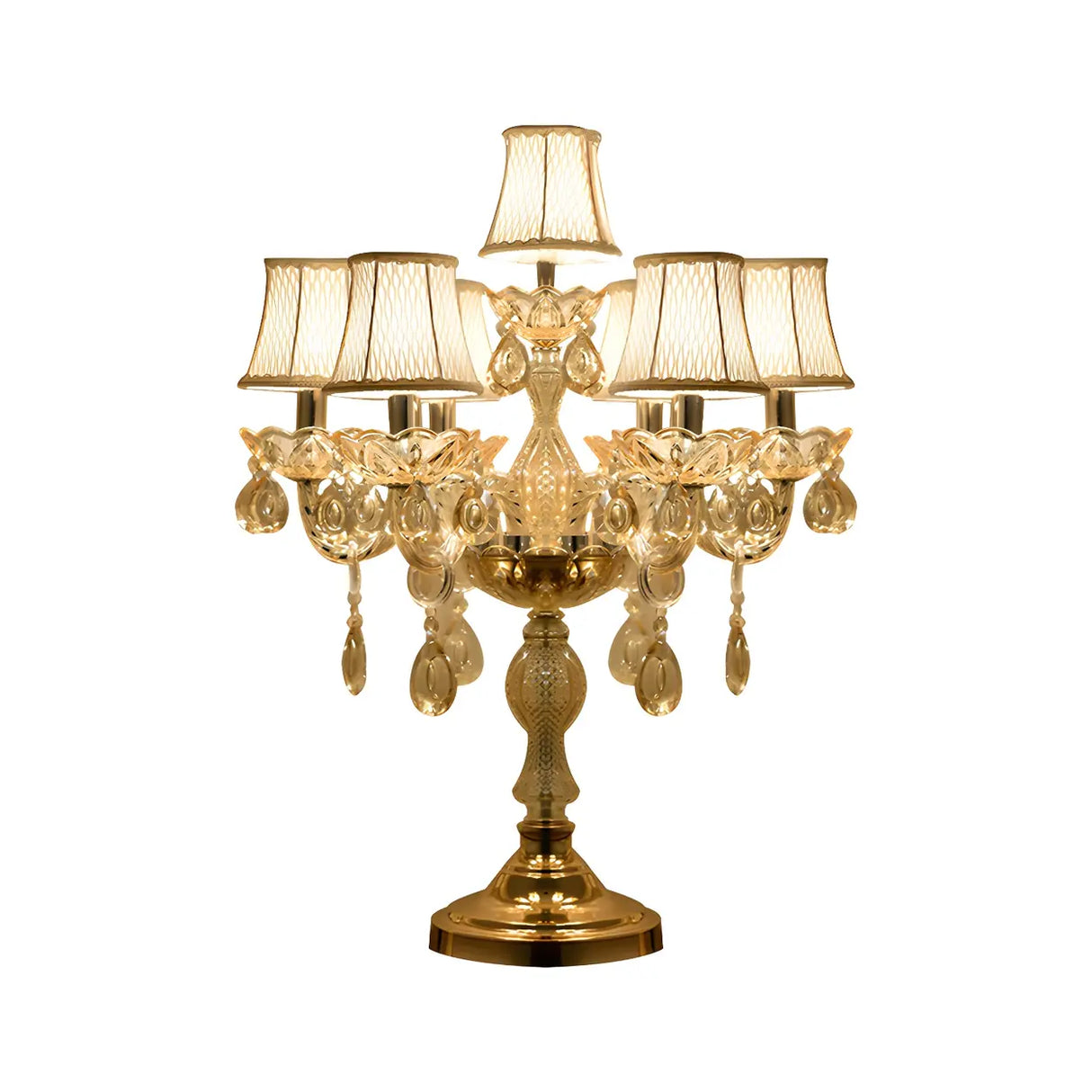 Luxury Gold Crystal Candelabra Multi-Light Table Lamp Image - 8