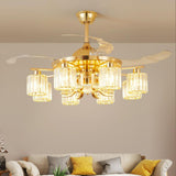 Luxury Gold Crystal Windmill Chandelier Fan with Light Image - 1