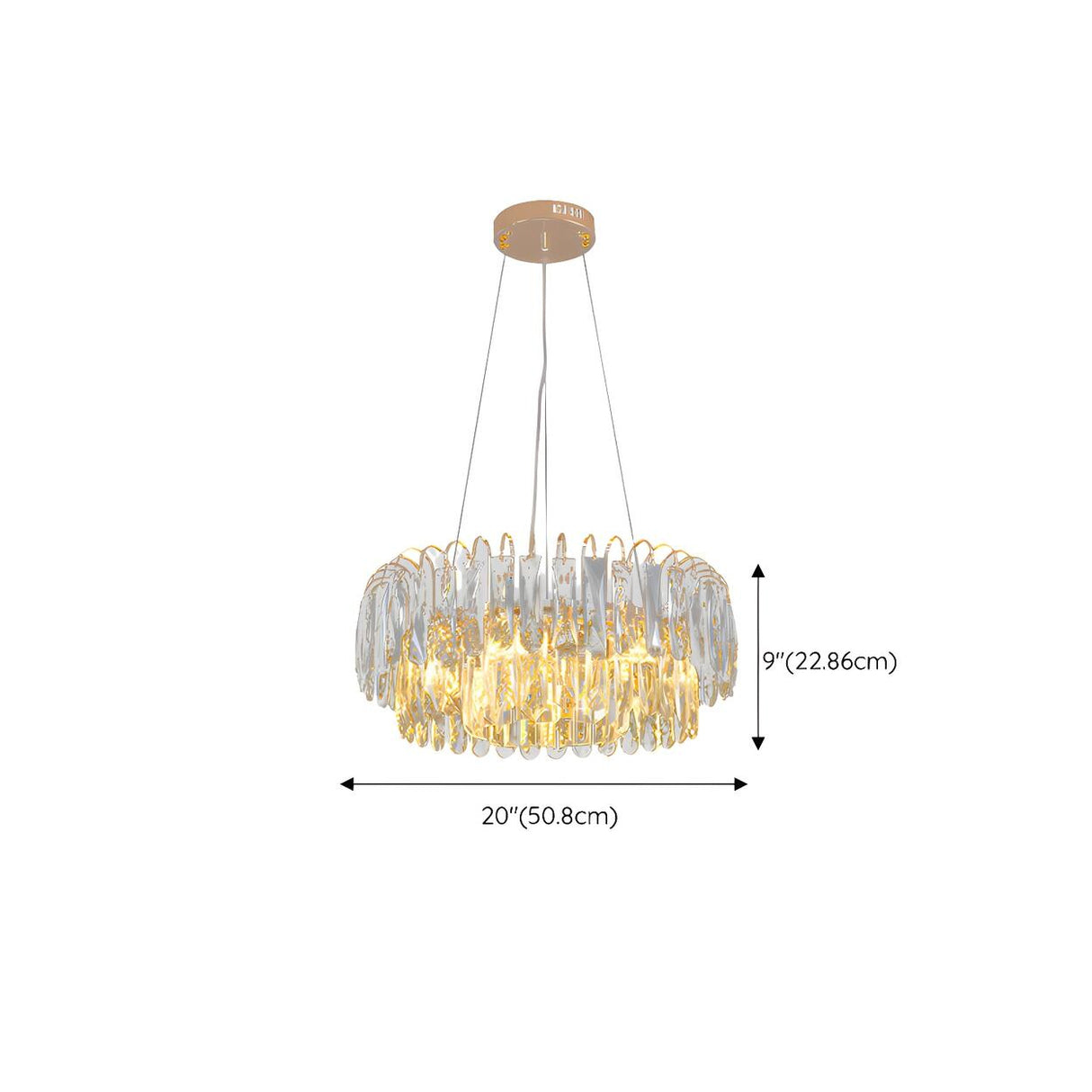 Luxury Gold Drum Circula Crystal Teardrop Chandelier 
