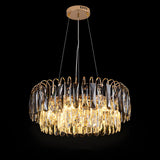 Luxury Gold Drum Circula Crystal Teardrop Chandelier Image - 3