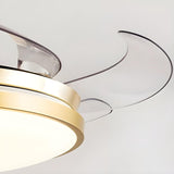 Luxury Gold Round Modern Metal Ceiling Fan with Light Image - 5