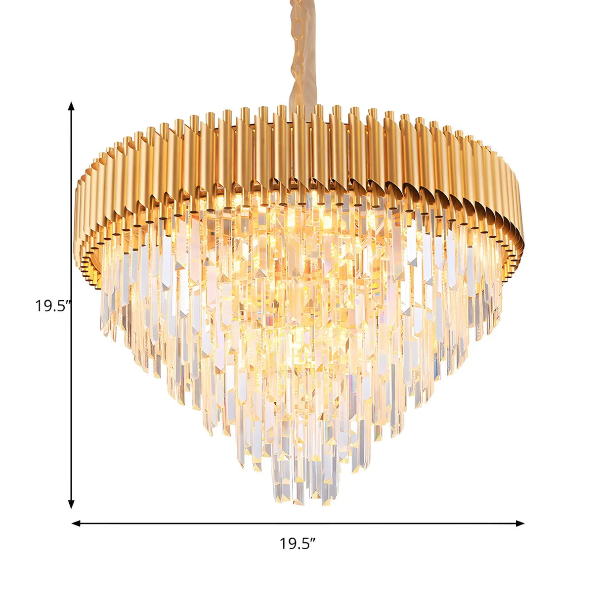 Luxury Golden Clear Crystal Tiered Chandelier Bedroom 