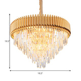 Luxury Golden Clear Crystal Tiered Chandelier Bedroom #size