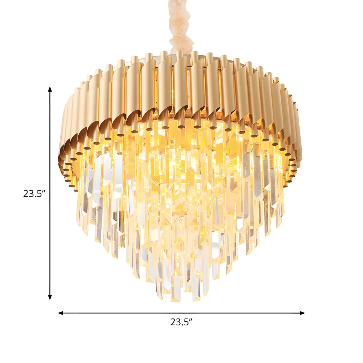 Luxury Golden Clear Crystal Tiered Chandelier Bedroom Image - 5