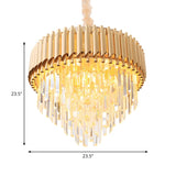 Luxury Golden Clear Crystal Tiered Chandelier Bedroom Image - 5