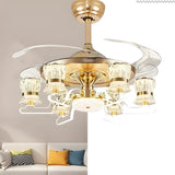 Luxury Golden Crystal Propeller Ceiling Fan with Light Image - 13