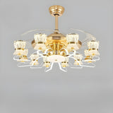 Luxury Golden Crystal Propeller Ceiling Fan with Light Image - 8