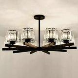 Luxury Golden Cylinder Crystal Semi-Flush Mount Light Image - 17