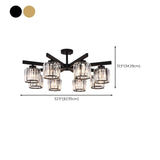 Luxury Golden Cylinder Crystal Semi-Flush Mount Light Image - 27