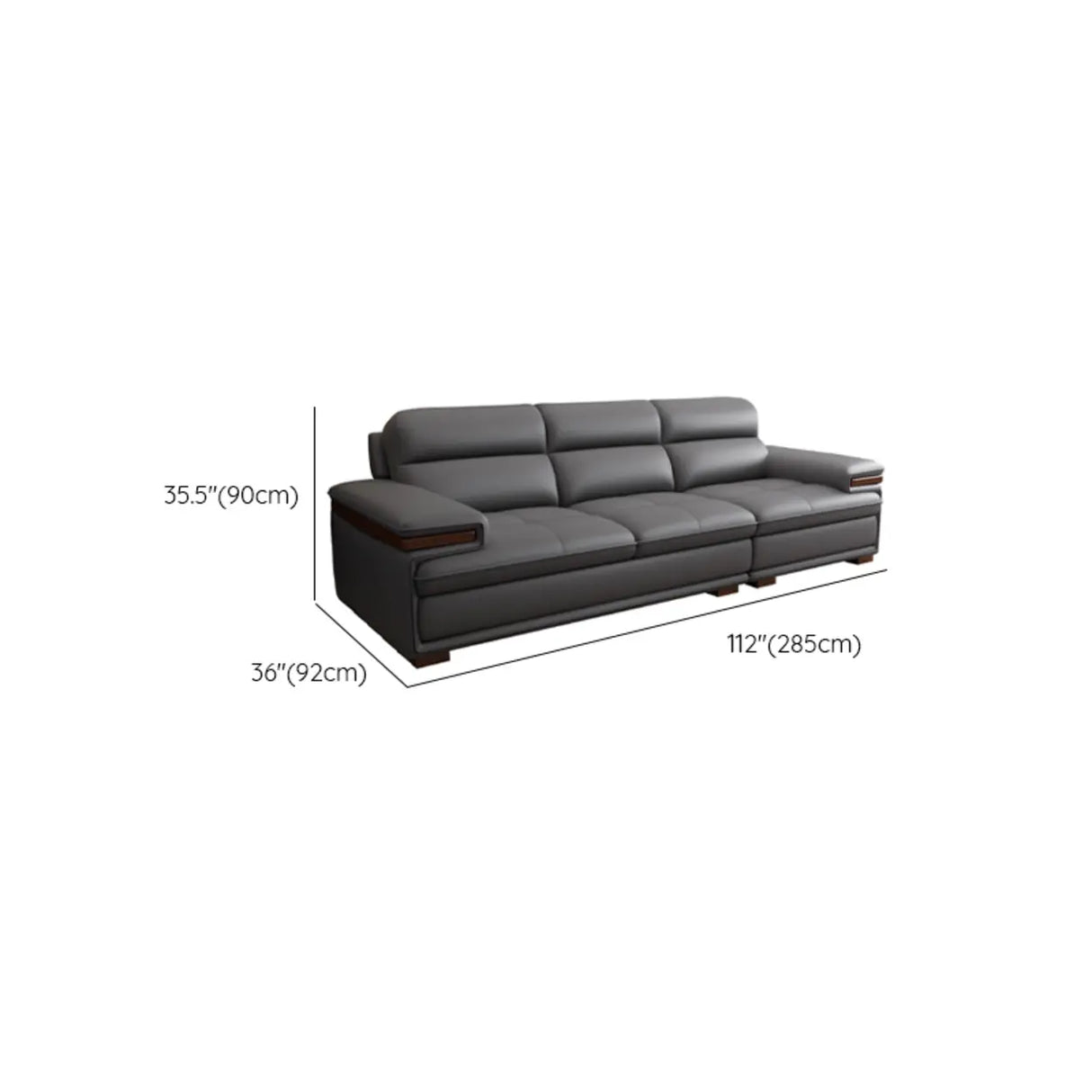 Luxury L-Shape Leather Stain Resistant Gray Comfort Sofa 
